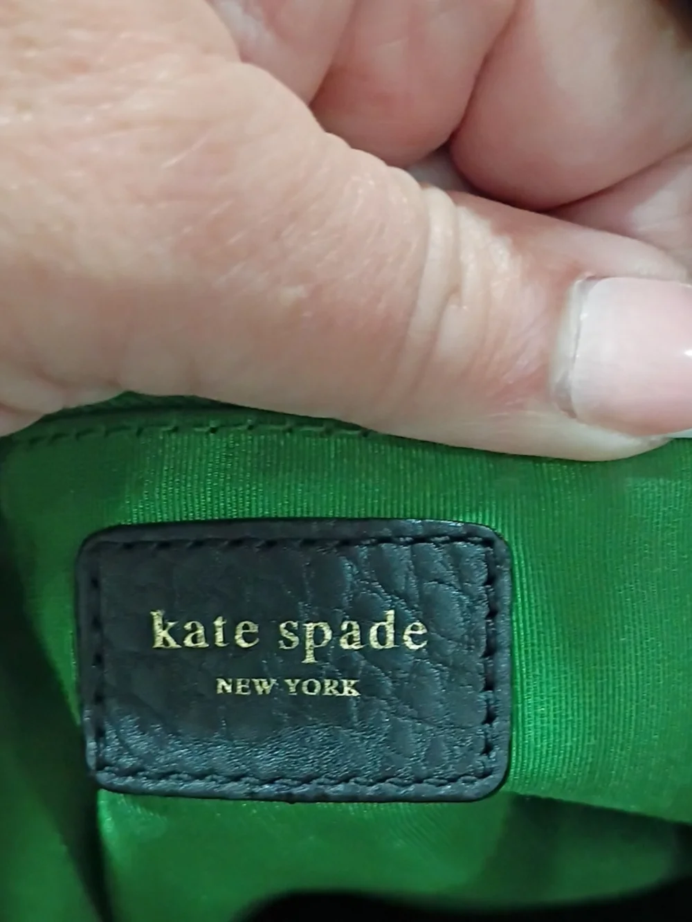 kate spade Black Pebbled Leather Shoulder Tote with Front Slip Pocket